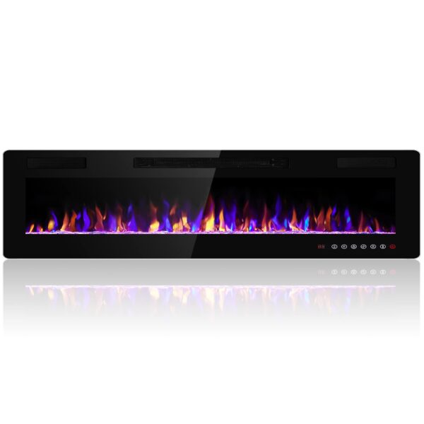 Chimenea eléctrica empotrada Electactic RFH-6801LC 68 pulgadas ultrafina 750W 1500W termostato llama ajustable control r