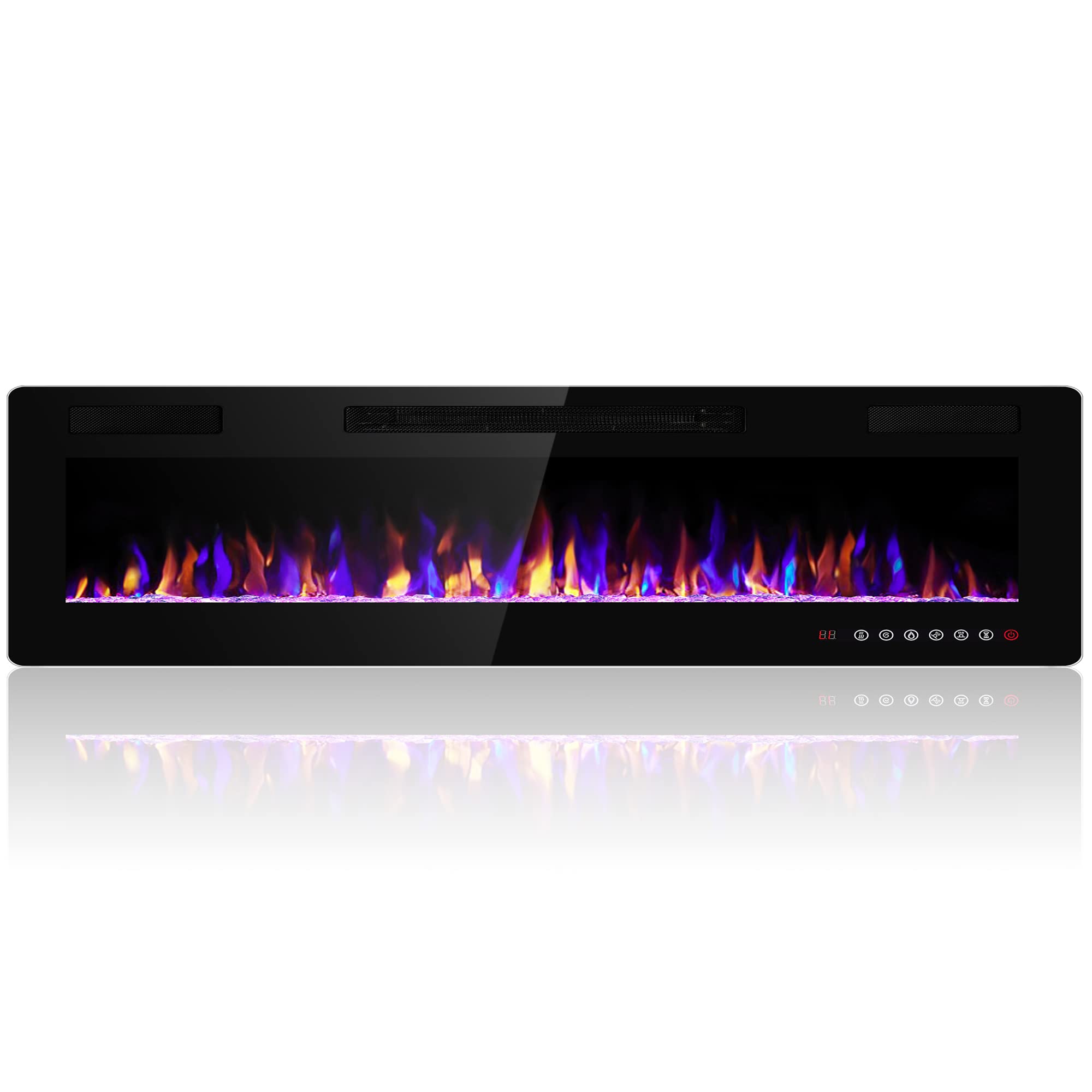 Version 1.0.0 Chimenea eléctrica empotrada Electactic RFH-6801LC 68 pulgadas ultrafina 750W 1500W termostato llama ajustable control r
