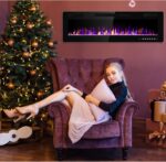 Chimenea eléctrica empotrada Electactic RFH-6801LC 68 pulgadas ultrafina 750W 1500W termostato llama ajustable control r