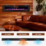 Chimenea eléctrica empotrada Electactic RFH-6801LC 68 pulgadas ultrafina 750W 1500W termostato llama ajustable control r