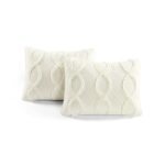 Juego de edredon con volantes Lush Decor Avon Triangle Home Fashions 16T007864 3 piezas King marfil texturizado