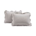 Juego de edredon encaje volantes Lush Decor Triangle Home Fashions 21T010212 3 piezas King gris claro con fundas de almo