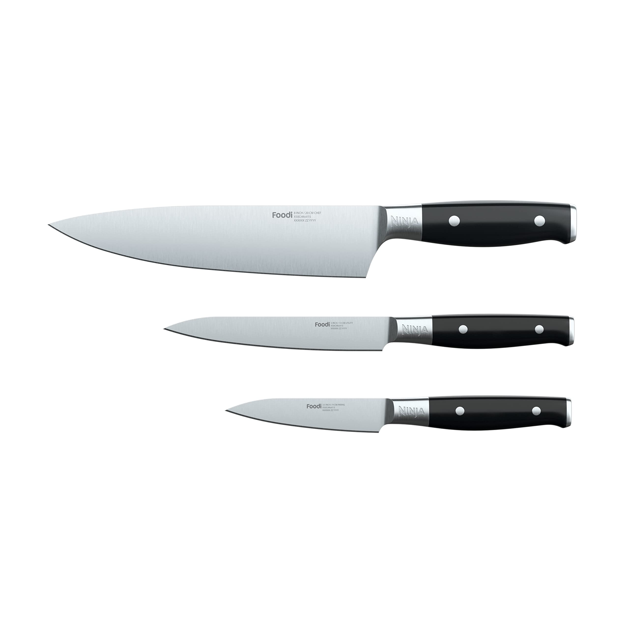 Version 1.0.0 Ninja K32003 Foodi NeverDull System - Cuchillo de chef de 3 piezas, juego utilitario y de pelar, de acero inoxidable ale