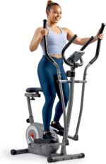 Entrenador Eliptico y Bicicleta 2 en 1 Sunny Health Fitness SF-E322004 Resistencia Magnetica 8 Niveles Volante 11 Libras