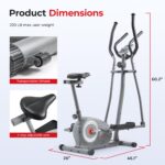 Entrenador Eliptico y Bicicleta 2 en 1 Sunny Health Fitness SF-E322004 Resistencia Magnetica 8 Niveles Volante 11 Libras