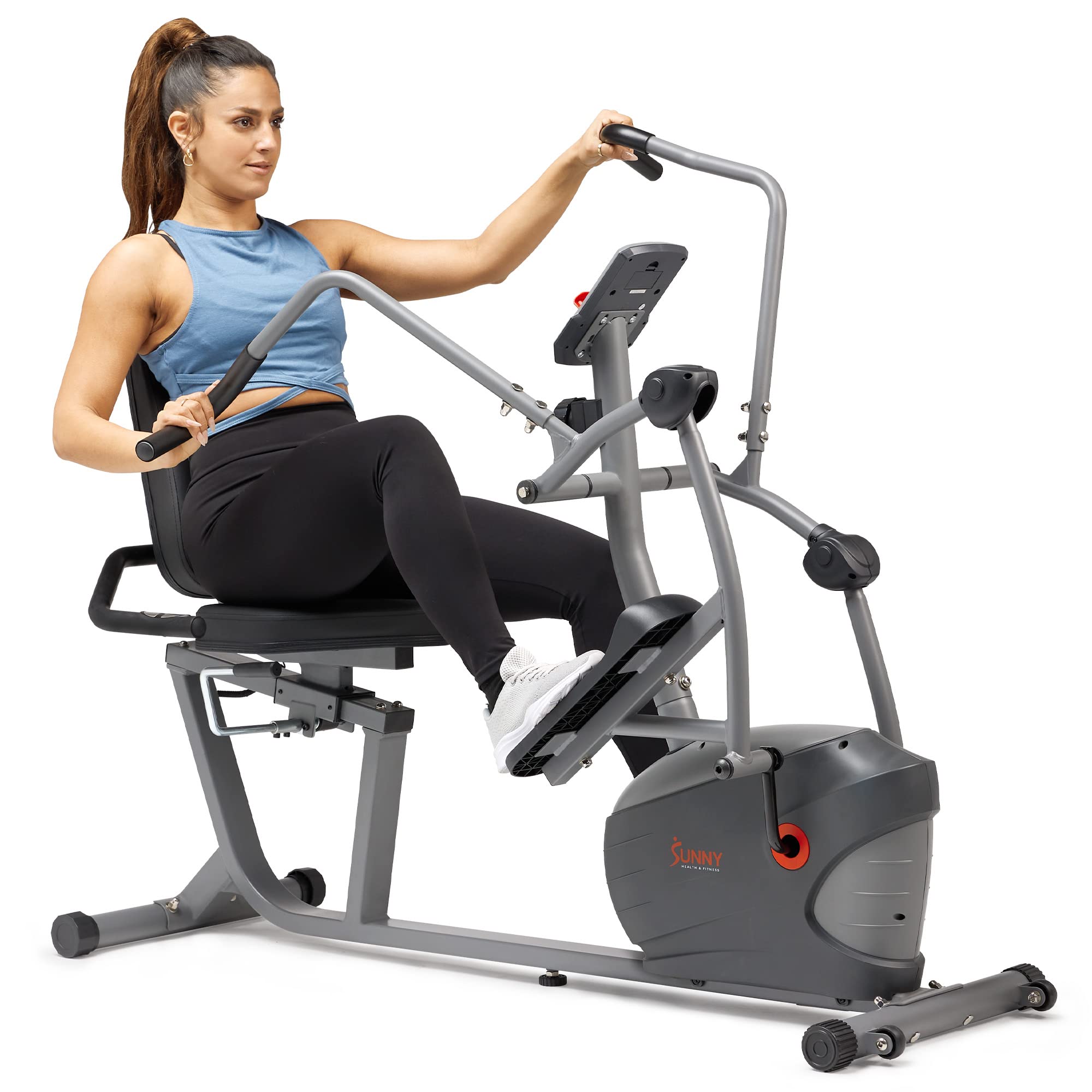 Version 1.0.0 Bicicleta elíptica reclinada Sunny Health and Fitness SF-RBE420035 8 niveles resistencia magnética ejercitadores brazos