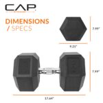 CAP Barbell Peso de la mancuerna hexagonal recubierta, individual, 10-120 libras, múltiples opciones