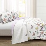 Juego de edredón Flutter Butterfly Lush Decor Triangle Home Fashions 21T011983 lila 3 piezas matrimonial Queen