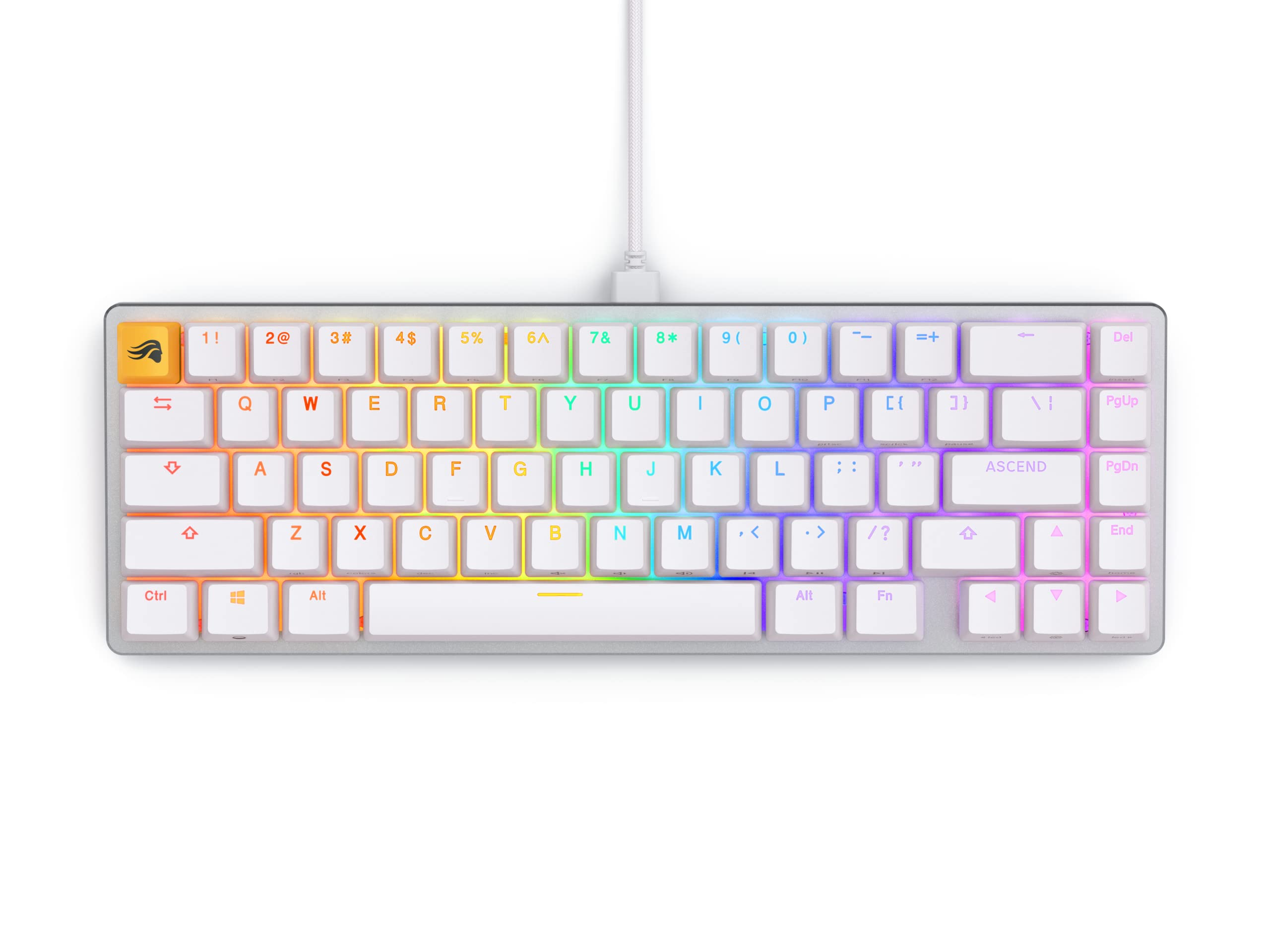 Version 1.0.0 Teclado Mecánico Glorious PC Gaming Race GMMK 2 65% GLO-GMMK2-65-FOX-W Blanco Compacto Bajo Perfil Hot-Swap Interruptore