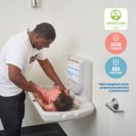 ECR4Kids Cambiador horizontal montado en la pared con espalda delgada, cambiador de bebé, granito blanco