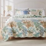 Juego de edredón King Cal King Atlantis Coastal Greenland Home Fashions GL-1810ABSK color jade 5 piezas