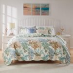 Juego de edredón King Cal King Atlantis Coastal Greenland Home Fashions GL-1810ABSK color jade 5 piezas