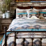 Juego de ropa de cama felpa Sherpa Carstens Wrangler Lone Mountain JW279 tamaño King 3 piezas color blanco patron suroes