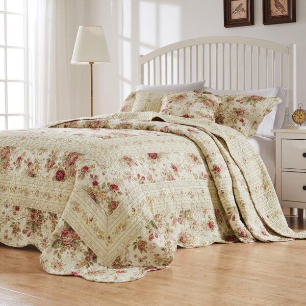 Juego de colcha acolchada Greenland Home Antique Rose Greenland Home Fashions GL-WB0726JSK algodón 100% jumbo 120 x 118
