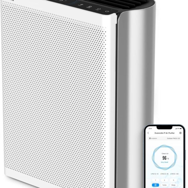 Purificador de aire LEVOIT EverestAir LAP-EL551S-AUS monitor calidad del aire 3 canales prefiltro lavable HEPA modo sueñ