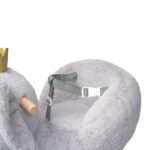 Manhattan Toy Juguete mecedor de madera de elefante de peluche con corona, cinturón de seguridad ajustable y empuñaduras