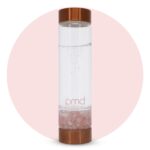 Botella de agua de vidrio PMD Beauty 5012-RQ aqua con cuarzo rosa grado A 16.2 onzas reutilizable libre de BPA