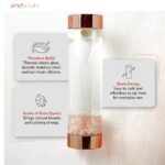 Botella de agua de vidrio PMD Beauty 5012-RQ aqua con cuarzo rosa grado A 16.2 onzas reutilizable libre de BPA