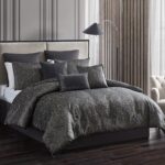 Juego de edredón King 10 piezas 100% poliéster Delery Riverbrook Home 84189 bronceado negro