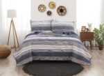 Juego de edredon Hudson Stripe Brooklyn Loom 783048197979 3 piezas algodón rayas azul certificado Oeko-TEX matrimonial