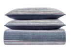Juego de edredon Hudson Stripe Brooklyn Loom 783048197979 3 piezas algodón rayas azul certificado Oeko-TEX matrimonial