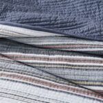 Juego de edredon Brooklyn Loom Hudson Stripe 783048197962 3 piezas matrimonial queen rayas azules 100% algodon certifica