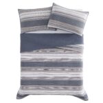 Juego de edredon Brooklyn Loom Hudson Stripe 783048197962 3 piezas matrimonial queen rayas azules 100% algodon certifica