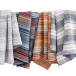 Juego de edredon Brooklyn Loom Hudson Stripe 783048197962 3 piezas matrimonial queen rayas azules 100% algodon certifica