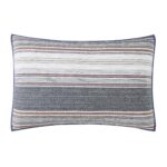 Juego de edredon Brooklyn Loom Hudson Stripe 783048197962 3 piezas matrimonial queen rayas azules 100% algodon certifica