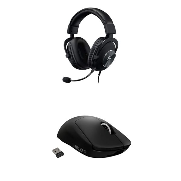 Paquete auriculares Logitech G Pro X con cable y mouse inalámbrico G Pro X Superlight para juegos negro