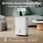 Deshumidificador Waykar JD025CE-80 80 Pintas Energy Star para Hogares y Sótanos de hasta 5,000 pies cuadrados con Mangue