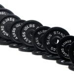BalanceFrom Placa olímpica de hierro fundido de 2 pulgadas para entrenamiento de fuerza, levantamiento de pesas y crossf