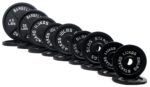 BalanceFrom Placa olímpica de hierro fundido de 2 pulgadas para entrenamiento de fuerza, levantamiento de pesas y crossf