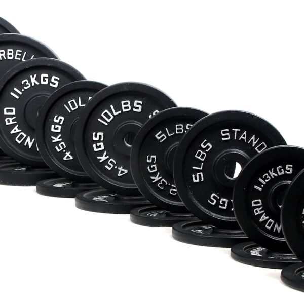 BalanceFrom Placa olímpica de hierro fundido de 2 pulgadas para entrenamiento de fuerza, levantamiento de pesas y crossf