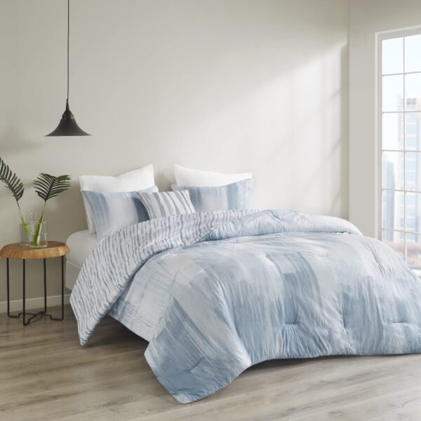 Juego de edredon reversible abstracto Natori JLA Home NS10-3705 sirsaca en relieve sobrelleno con fundas almohada decora