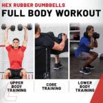 Lifeline Mancuernas hexagonales de fitness, mancuernas hexagonales envueltas en goma, calidad premium, mango moleteado e