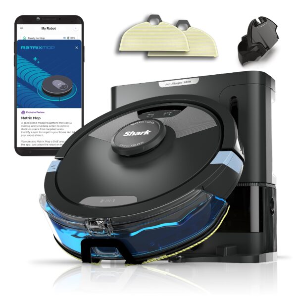 Robot Aspiradora y Trapeadora SharkNinja Matrix Plus RV2610WA 2en1, Trapeado Sónico, Matrix Clean, Vaciado Auto HEPA, Cl