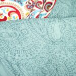 Juego de edredón reversible algodón bohemio Triangle Home Fashions 21T011771 3 piezas King estampado paisley verde mar r