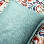 Juego de edredón reversible algodón bohemio Triangle Home Fashions 21T011771 3 piezas King estampado paisley verde mar r