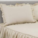 Colcha con volantes estilo lino belga Triangle Home Fashions 21T011221 juego de 3 piezas tamaño Queen decoración de gran