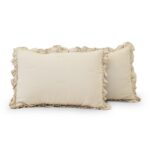 Colcha con volantes estilo lino belga Triangle Home Fashions 21T011221 juego de 3 piezas tamaño Queen decoración de gran