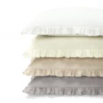 Colcha con volantes estilo lino belga Triangle Home Fashions 21T011221 juego de 3 piezas tamaño Queen decoración de gran
