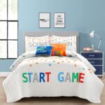 Juego de edredón reversible videojuegos Lush Decor Triangle Home Fashions 21T013404 Full Queen 5 piezas color blanco