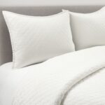 Juego de edredon Lush Decor Triangle Home Fashions 21T011226 3 piezas King Cal King mezcla de lino prelavado belga blanc