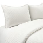 Juego de edredon Lush Decor Triangle Home Fashions 21T011226 3 piezas King Cal King mezcla de lino prelavado belga blanc