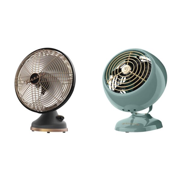 Paquete Ventiladores Vintage Vornado Silver Swan Alchemy Mediano Plomizo y VFAN Mini Personal Verde