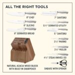 Chicago Cutlery Insignia Steel (18-PIEZAS) Juego de bloque de cuchillos de cocina y afilador incorporado, mangos ergonóm