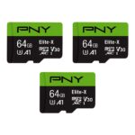 PNY Tarjetas microSDXC Premier y Elite de 128 GB y 64 GB (paquete de 2 y 3 unidades)