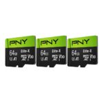 PNY Tarjetas microSDXC Premier y Elite de 128 GB y 64 GB (paquete de 2 y 3 unidades)