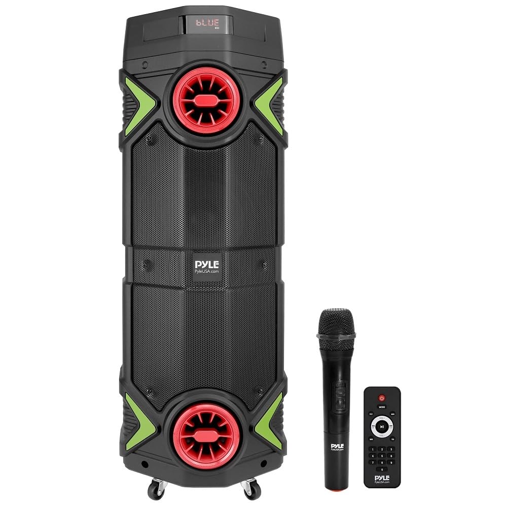 Pyle Altavoz PA Bluetooth portátil – 400 W dual 8 pulgadas recargable para interiores y exteriores BT sistema de audio d